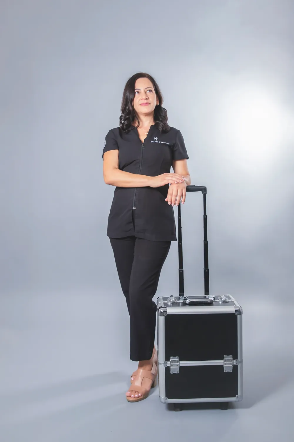 Koulla Themistokleous, advanced aesthetician in Paphos, with her treatment case